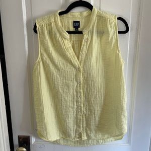 Crinkle Gauze Button-Front Top
